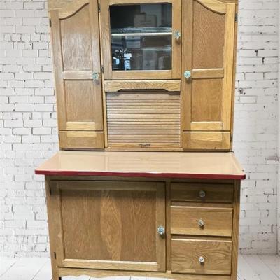 Antique Oak Hoosier w/ Glass Knobs