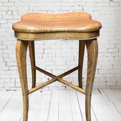 Antique Oak Stool 19.5"h x 14"w x 14"d