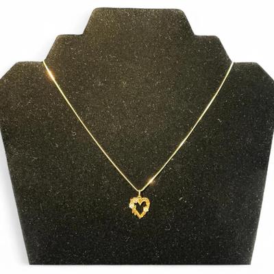 14k Gold Tricolor Heart Pendant Necklace (2.91 Grams)