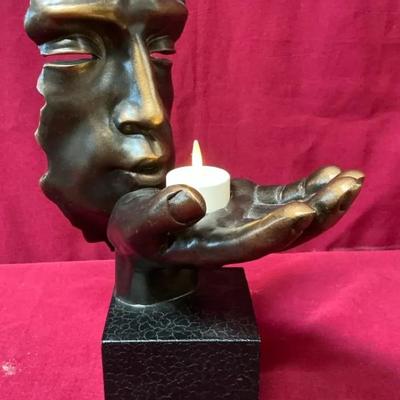 Face Blowing Kiss Vitruvian Man Inspired Tealight Candle Holder