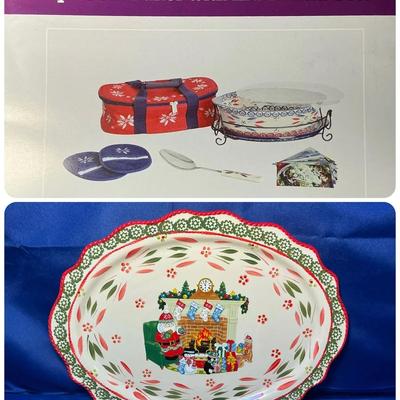 Temp-Tations Oval Baker Lid-It & Fireplace Platter (New in Box)