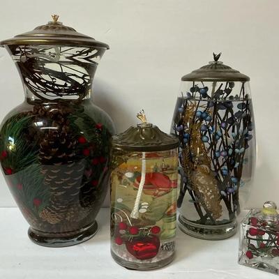 Christmas Filled Glass Oil Lamps