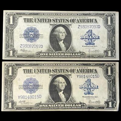 Two Series 1923 Silver Certificates $1 Large Notes