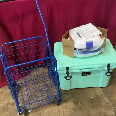 nICE Fishing Cooler, Foldable Rolling Cart, Thermal Food Containers