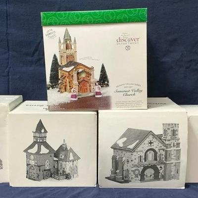 Dept 56 Dickens Village Somerset Valley Church, Dudden Cross Church, Whittlesbourne Church, & More