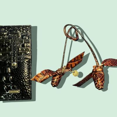 Brahmin Wallet & Pecan Tuscan Leather Brown Roses