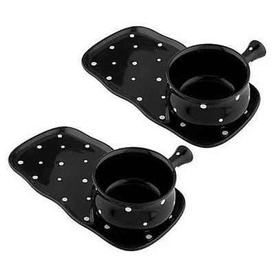 Three Temp-Tations Polka Dot Soup & Sandwich Sets (Blue, Blue, Yellow)