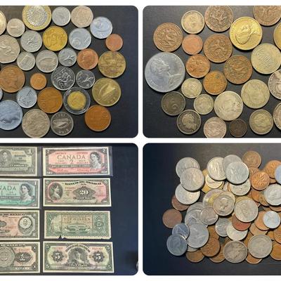 Foreign Coins & Notes - Canada, Ireland, Cuba, Mexico