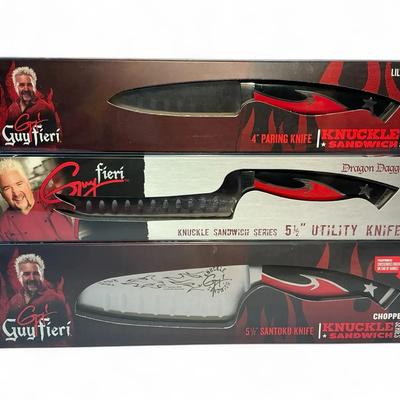 Guy Fieri Utility Knife, Santoku Knife, Paring Knife (New in Box)