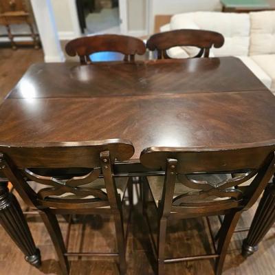 High Top Dining Table with Leaf & 8 Chairs