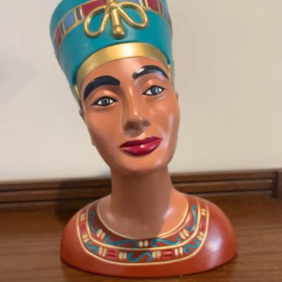 Ceramic Hand Painted Nefertiti Bust
