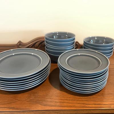 Martha Stewart Everyday Blue Rim Stoneware Dinner Set