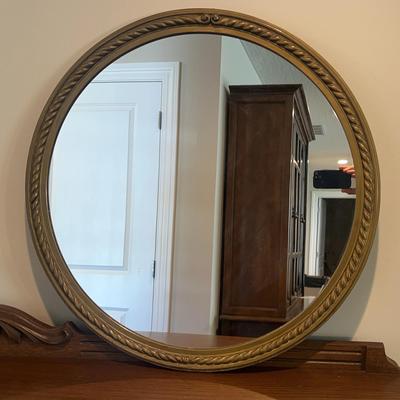 Gold Circular Mirror and Large Clock