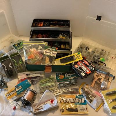 Fishing Tackle With Green Tackle Box & More
