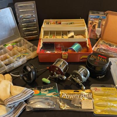 Fishing Tackle With Red Tackle Box