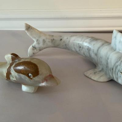 Carved Stone Dolphin And Shark