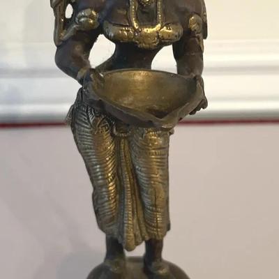 Solid Brass Oil Lamp, Figure Of Devi Deepalakshmi