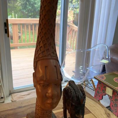 Carved African Tribal Head Busts
