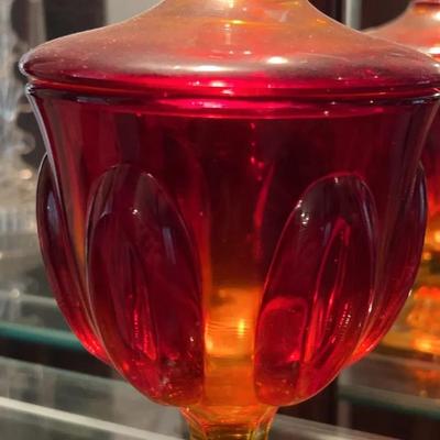 LE Smith, Amberina Limited Candy Dish
