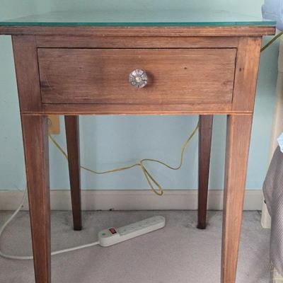 Nightstand With Glass Top and Draw