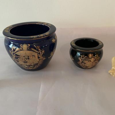 Satsuma Style Planters With Carved Koi Fish