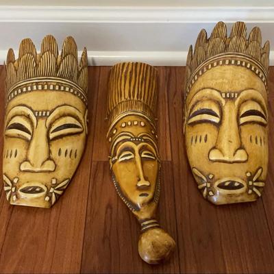Trio Of Carved Wood Masks
