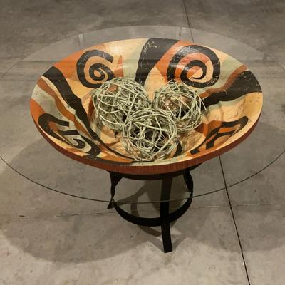 Glass Topped Round Decorative Table