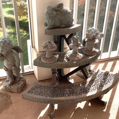 Tired Plant Stand & Garden Cherubs (7 Pieces)
