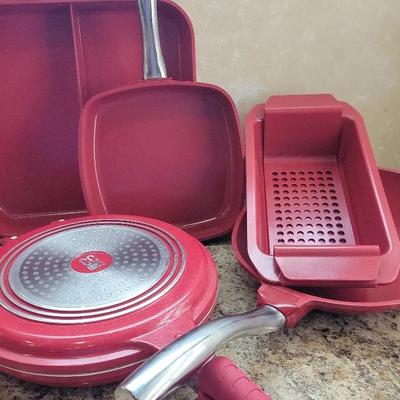 Cooks Companion 5 Piece Shimmering Red Cookware