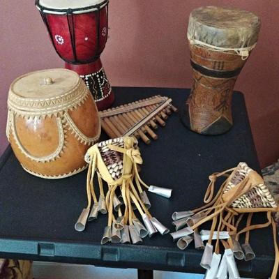 Miniature Dhembe Drums And Pan Flute