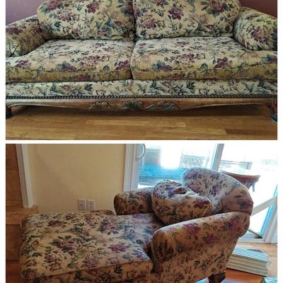 Venetian Old Gold Sofa And  Chaise Lounge