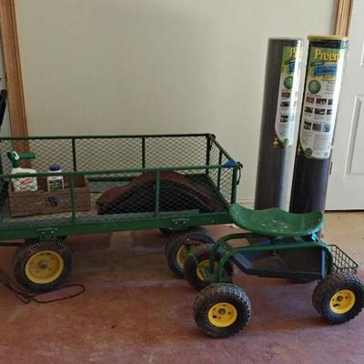 Garden Wagon With Rolling Garden Seat And Supplies