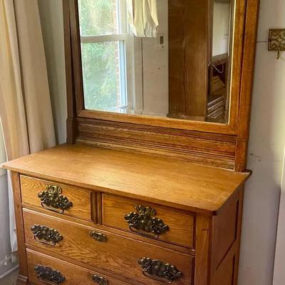 Dresser with Attached Mirror