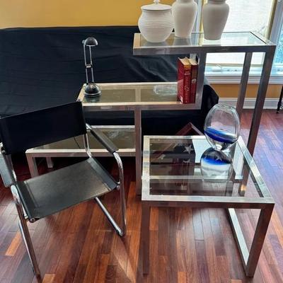 Modern Shelving Unit W Matching Side Table Incl Decor, Plus Modern Chair