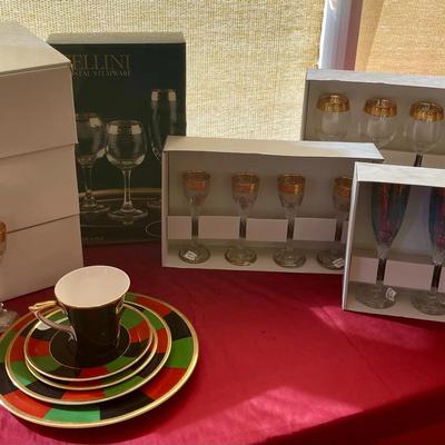 Place setting for Four with Beautiful Stemware