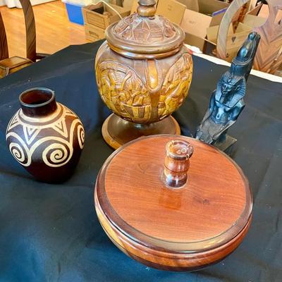 Collection of 4 Decorative pots and Statue