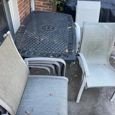 Black Outdoor Table and 8 Chairs