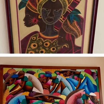 "Vibrant Framed African-Inspired Artwork for Cultural Décor"