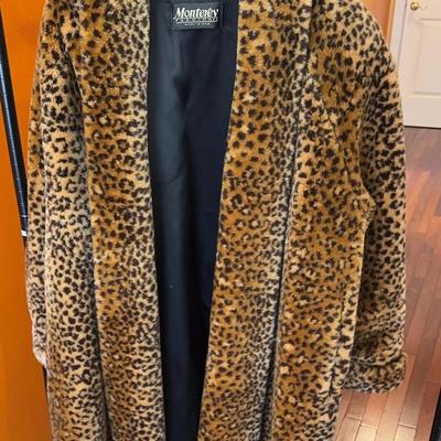 Faux Leopard Print Coat