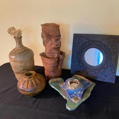 Handmade Ceramic Vessels And Decorative Mirror