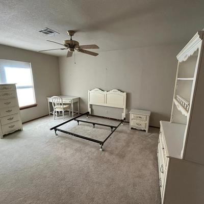 Bedroom Furniture Set – Dresser, Desk with Chair, Side Table & Full Headboard with Mattress Frame