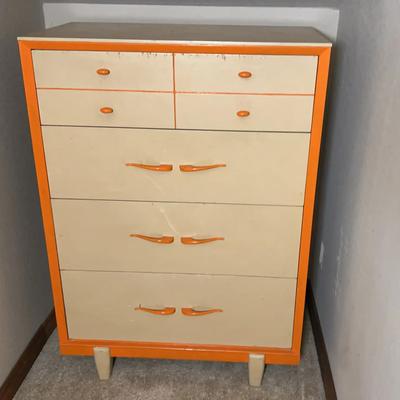 Mid-Century Chest of Drawers – 33”W x 18”D x 44”T – Located Upstairs