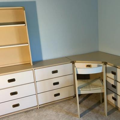 Desk and Chair Set with End Table and Small Bookshelf