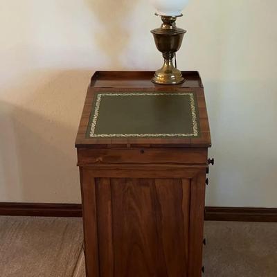 Secretary Desk (35”H x 19”W x 22”D) with Lamp (18”H x 7” Diameter)