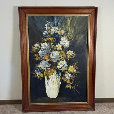 Flower Painting (Unidentified Signature) – 30” x 42” Framed