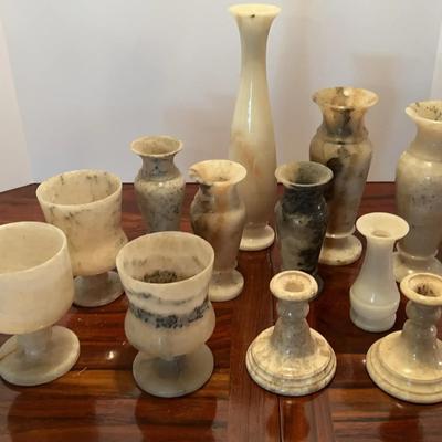Solid Marble Vases, Candle Holders And Glasses