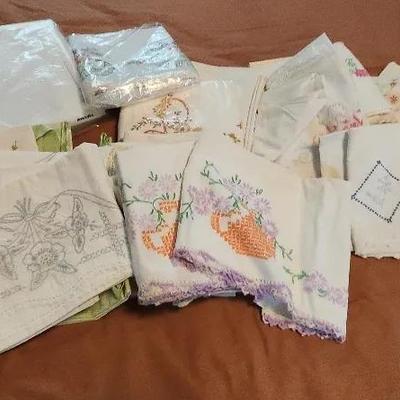 Embroidered Pillowcases & New Queen Fitted Sheet