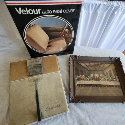 Vintage Car Seat Covers, Vintage Continental Healthometer Scale & The Last Supper Wall Hanging