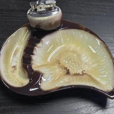 Ceramic Ash Tray & Lighter Set
