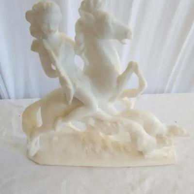 Vintage A. Santini Sculpture Woman on Horse Alabaster/Resin